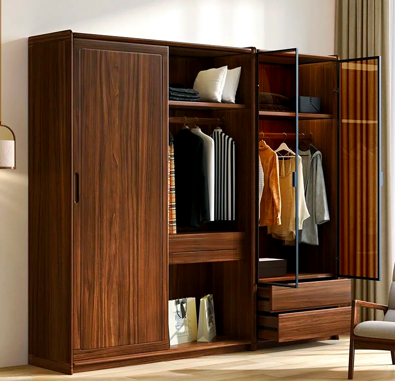 新中式黑胡桃木實木衣柜 傳統(tǒng)與現(xiàn)代的完美融合